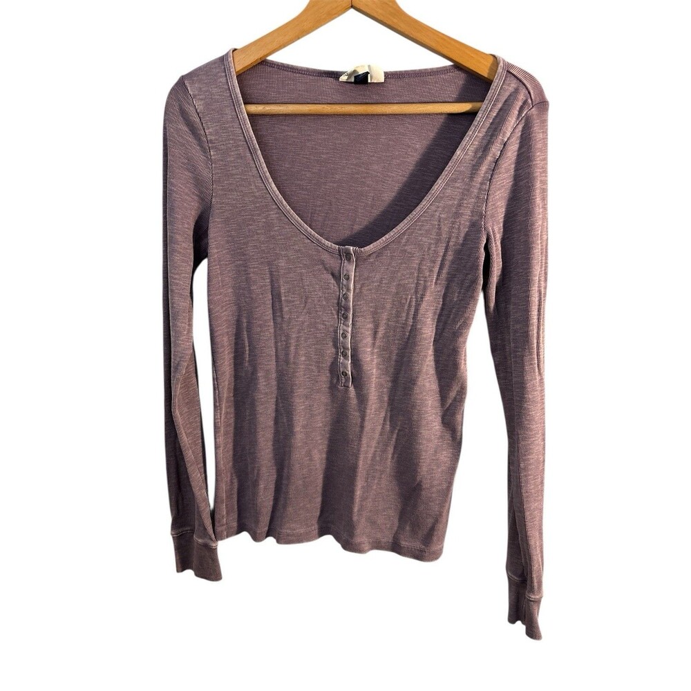 Universal Thread Henley Waffle LS Button Front Top Medium Y2K Grunge Indie